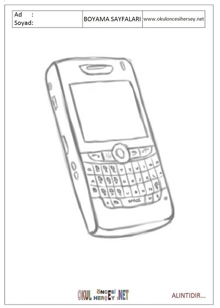 Çocuklar İçin Cep-Telefonu Boyama Sayfaları 